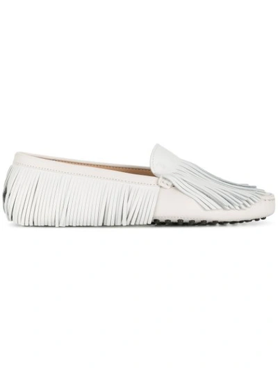 Tod's Fringed Loafers In White