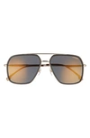 Carrera Eyewear 59mm Gradient Rectangle Aviator Sunglasses In Black Gold / Grey Gold