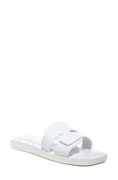 Franco Sarto Capri Womens Leather Slip On Slide Sandals In White