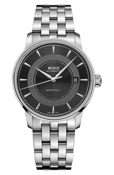 Mido Men's Swiss Automatic Baroncelli Signature Stainless Steel Bracelet Watch 39mm In Silver