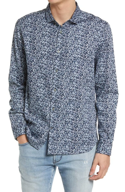 John Varvatos Ross Slim-fit Button-front Shirt In Stream Blue