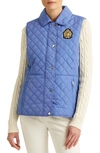 Lauren Ralph Lauren Crest-patch Quilted Vest In French Blue