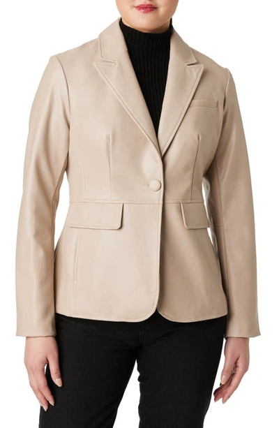 Sanctuary Faux Leather Blazer In Sawdust