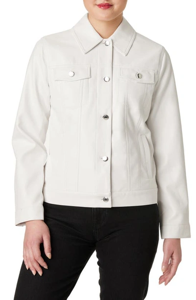 Sanctuary Faux Leather Trucker Jacket In White