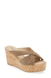 Cordani Devon Platform Wedge Sandal In Sigaro Suede