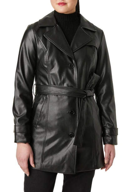 Sanctuary Faux Leather Trench Coat In Black