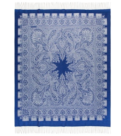 Etro Paisley Wool Blanket In Blue