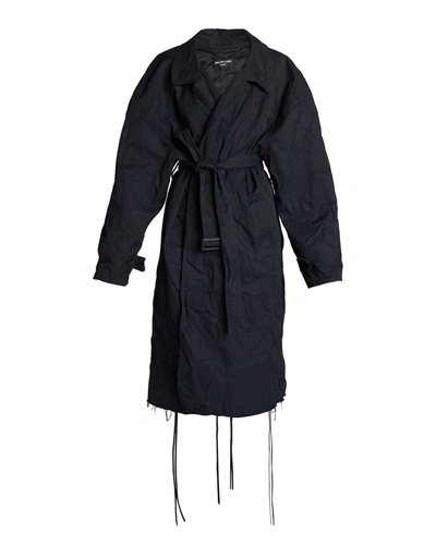 Balenciaga Woman Black Cotton Drill Oversize Overcoat