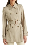 Lauren Ralph Lauren Short Trench Coat In Khaki