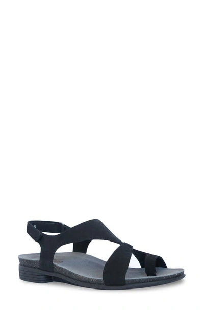 Munro Meghan Asymmetric Slingback Sandal In Black Leather
