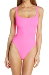 Skims Fits Everybody Square Neck Sleeveless Bodysuit In Neon Pink