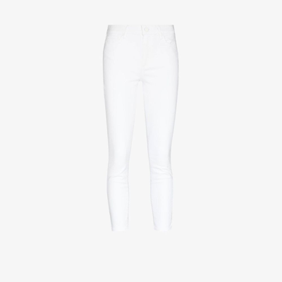 Paige Hoxton Cropped Skinny-leg High-rise Stretch-denim Jeans In White