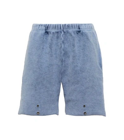 Les Tien Popper-embellished Mid-rise Cotton-jersey Shorts In Navy Acid