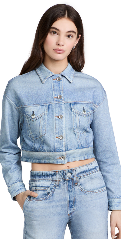 Rag & Bone Miramar Cropped Trucker Denim Jacket In Tulip