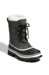 Sorel Caribou Fleece-trim Leather Snow Boots In Black/comb