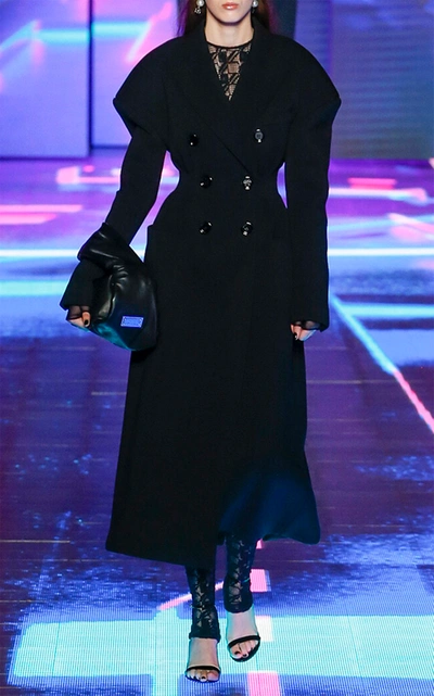 Dolce & Gabbana Women's Padded Double-breasted Neoprene Coat In Black