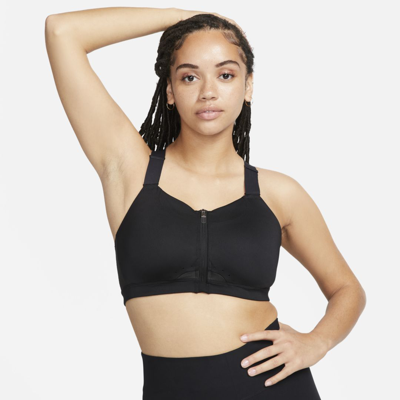 Nike Women's Alpha High-support Padded Zip-front Sports Bra In Black