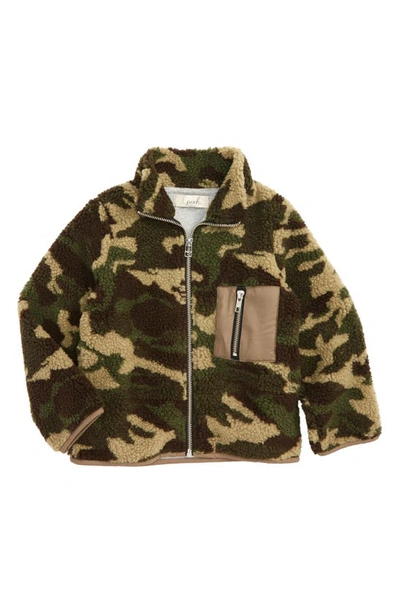 Peek Aren't You Curious Kids' Peek Mj Camo Fleece Jacket In Cream