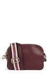 Ted Baker Amerrah Branded Strap Leather Crossbody Bag In Deep Purple