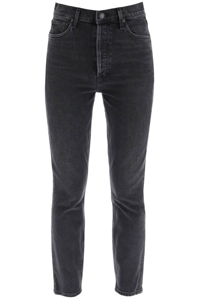 Agolde Nico High Rise Slim Fit Jeans In Black