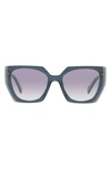 Prada 54mm Gradient Rectangle Sunglasses In Opal Astral/ Clear Gr Blue