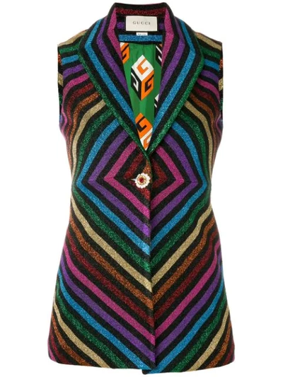 Gucci Striped Lurex Jacquard Vest In Multicolour