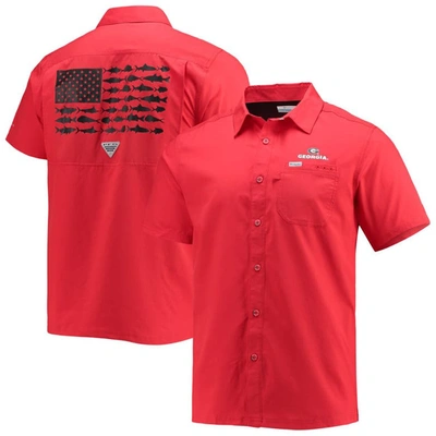 Columbia Pfg Red Georgia Bulldogs Slack Tide Camp Button-up Shirt