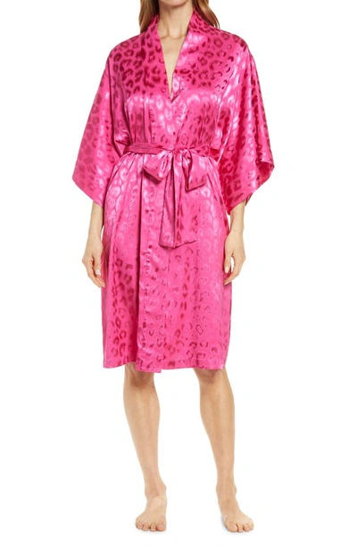 Natori Decadence Jacquard Satin Robe In Tropical Pink