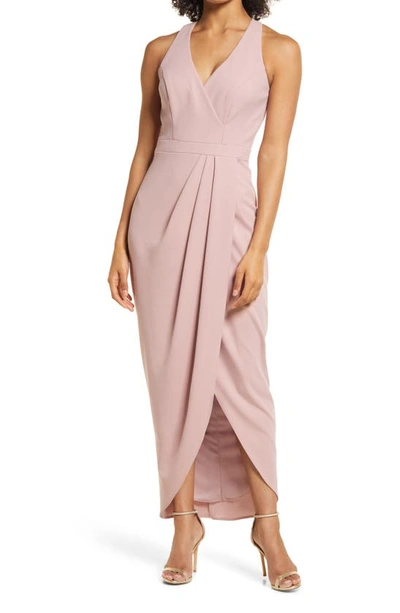 Xscape Tulip Hem Sleeveless Crepe Gown In Rose