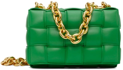Bottega Veneta Green The Chain Cassette Leather Shoulder Bag In Parakeet Gold