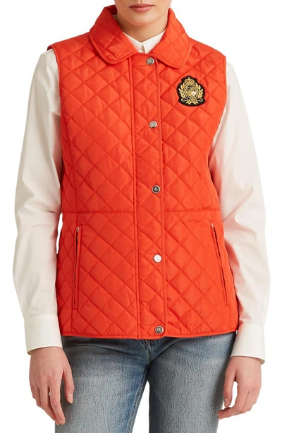 Ralph Lauren Quilted Vest In Orange