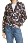 Rag & Bone Jessie Floral Print Linen Blend Shirt Jacket In Black