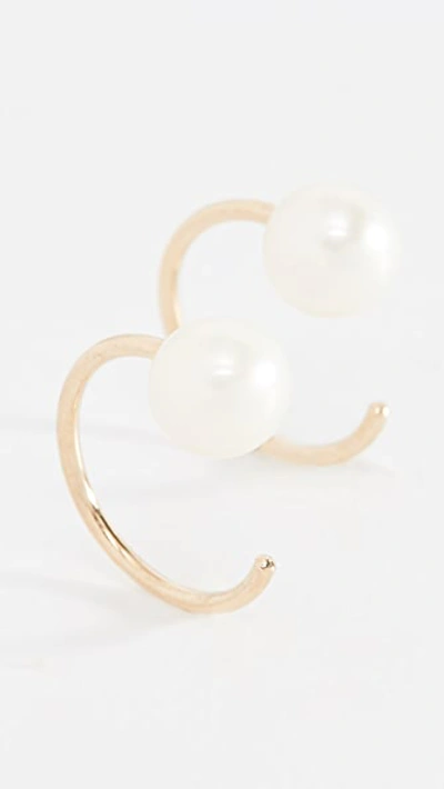 Zoë Chicco 14k Gold Freshwater Cultured Pearl Huggie Earrings In Gold/pearl