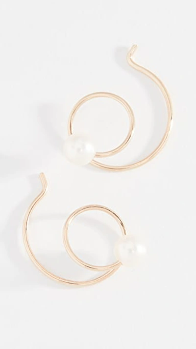 Zoë Chicco 14k Gold Freshwater Cultured Pearl Swirl Earrings In Gold/pearl
