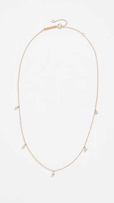Zoë Chicco 14k Gold Five Diamond Chain Choker Necklace In Gold/clear