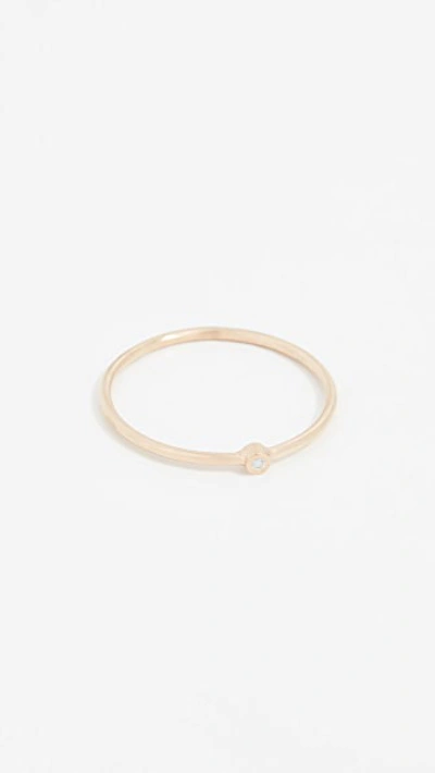 Zoë Chicco 14k Rose Gold Thin Band Ring With Diamond In White/rose