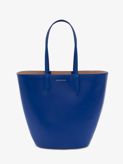 Alexander Mcqueen Small Basket Bag In Blue - Sapphire