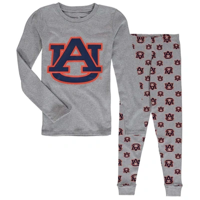 Outerstuff Kids' Youth Heathered Gray Auburn Tigers Long Sleeve T-shirt & Pant Sleep Set In Heather Gray
