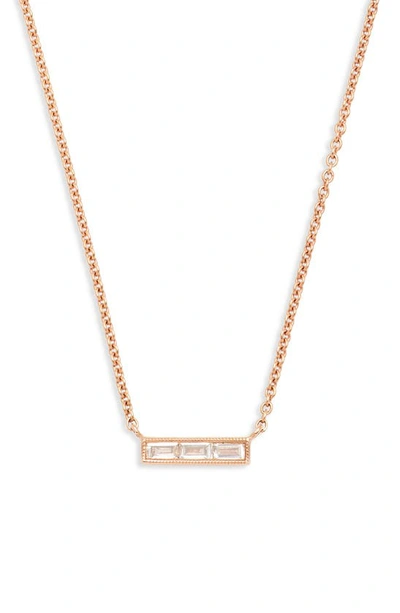 Sethi Couture Diamond Bar Pendant Necklace In Rose Gold/diamond
