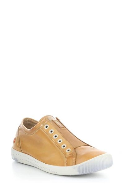 Softinos By Fly London Isla Distressed Trainer In Warm Orange Washed Leather