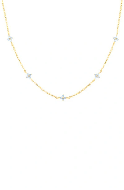 Girls Crew Blue Blossom Love Necklace In Gold-plated