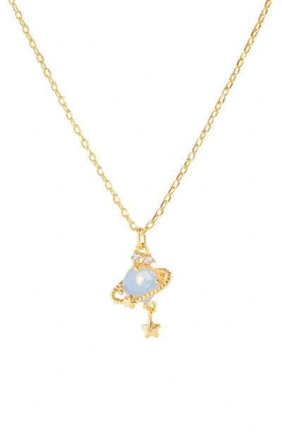 Girls Crew Blue Jupiter Pendant Necklace In Gold-plated
