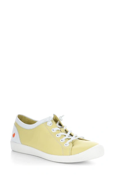Softinos By Fly London Isla Distressed Sneaker In 036 Light Yellow/ White