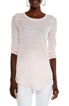 Nic + Zoe Featherweight Asymmetric Hem Linen Blend Sweater In Blush