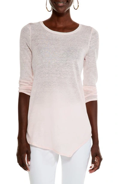 Nic + Zoe Featherweight Asymmetric Hem Linen Blend Sweater In Blush