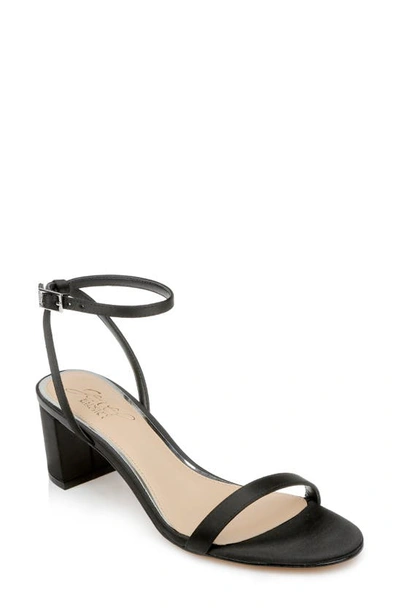 Jewel Badgley Mischka Danni Ii Ankle Strap Sandal In Black Satin