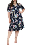 Kiyonna Gabriella Print Jersey A-line Dress In Blossom Bliss Print