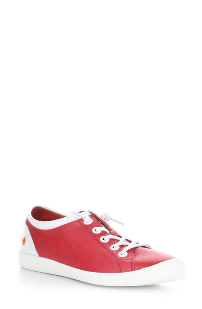 Softinos By Fly London Isla Distressed Sneaker In 038 Cherry Red/ White