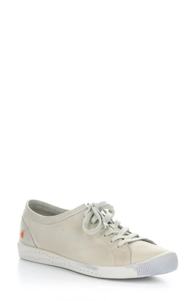 Softinos By Fly London Isla Distressed Sneaker In 604 Light Grey Washed Leather