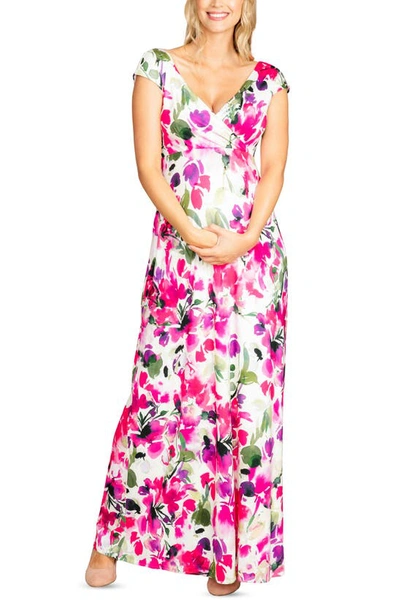 Tiffany Rose Maternity Alana Bright Watercolor Floral Dress In Fuchsia Floral